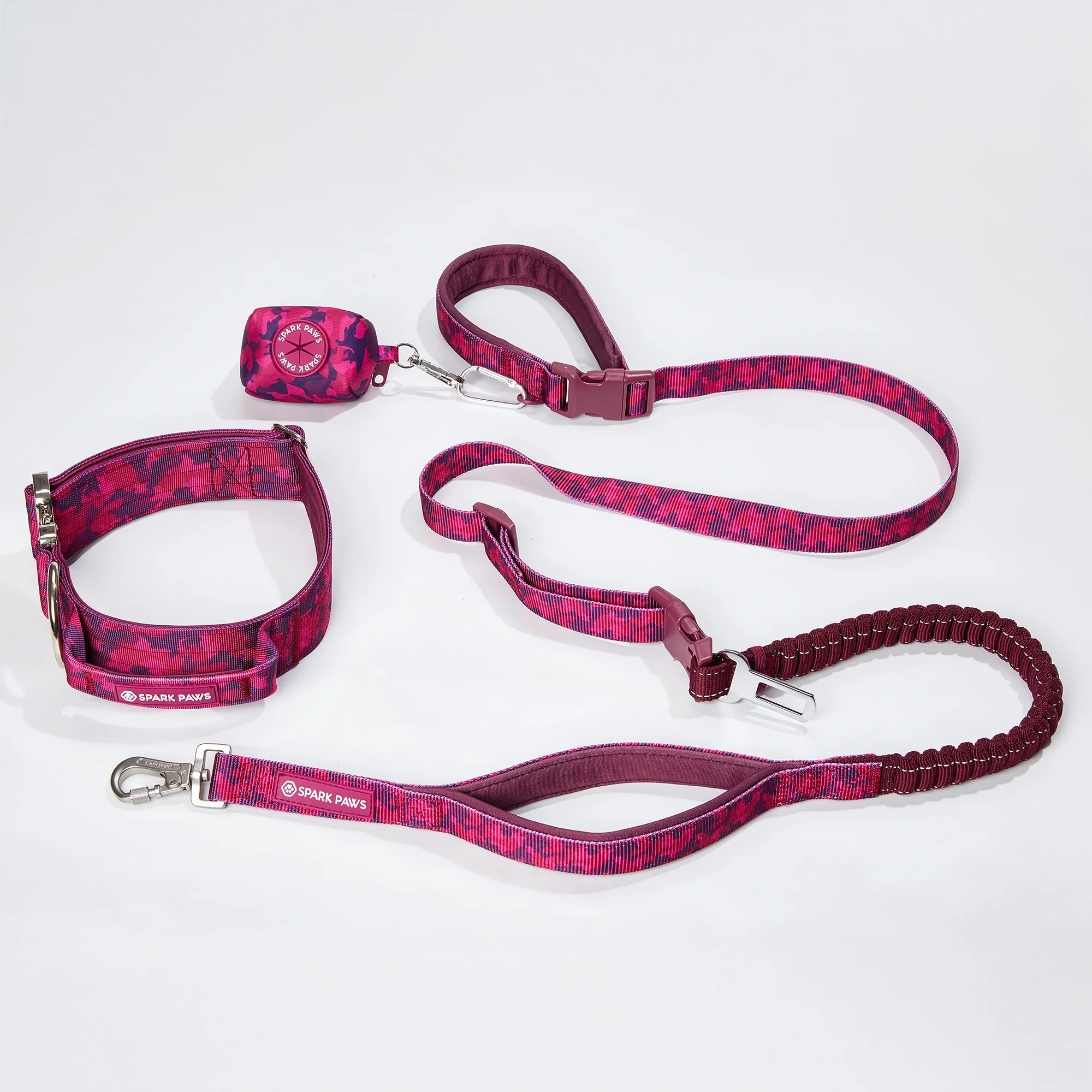 Comfort Control Collar and Multipurpose Leash Set - Fuchsia Camo