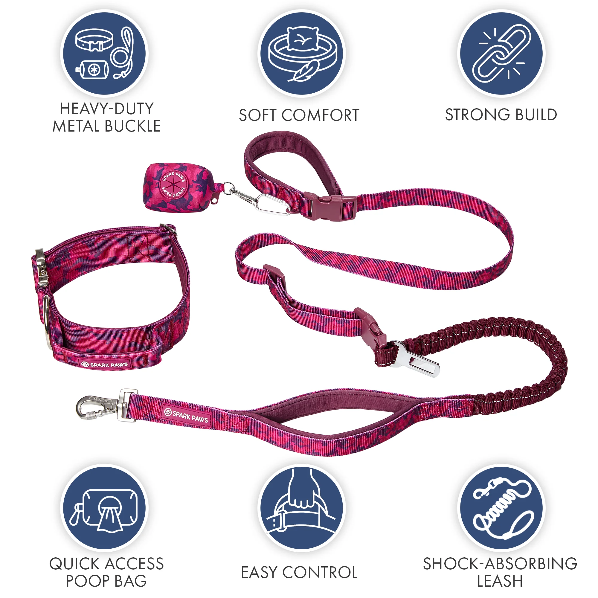 Comfort Control Collar and Multipurpose Leash Set - Fuchsia Camo - Image 3