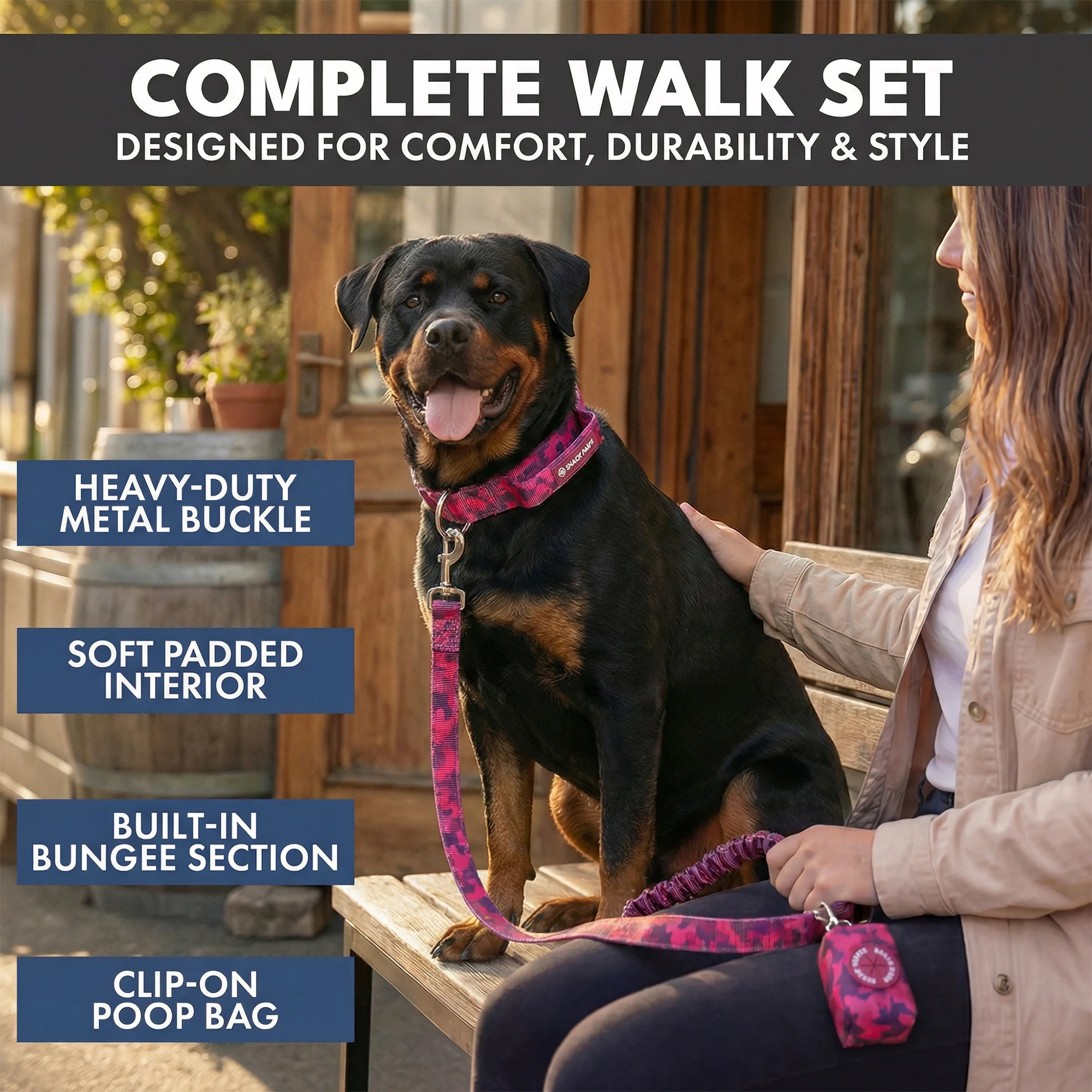 Comfort Control Collar and Multipurpose Leash Set - Fuchsia Camo - Image 4
