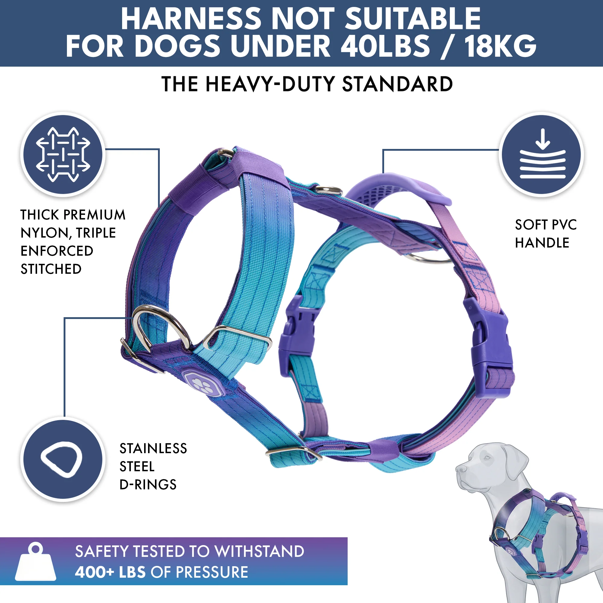Comfort Control No-Pull Dog Harness and Multipurpose Leash Set - 90s Retro - Image 2