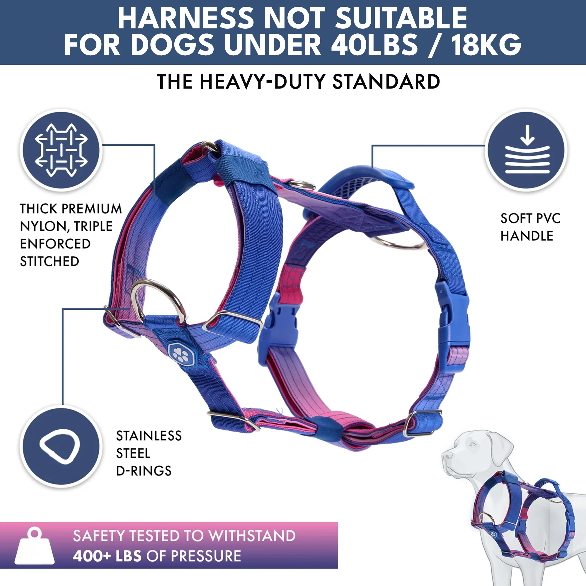 Comfort Control No-Pull Dog Harness and Multipurpose Leash Set - Snow Cone - Image 2