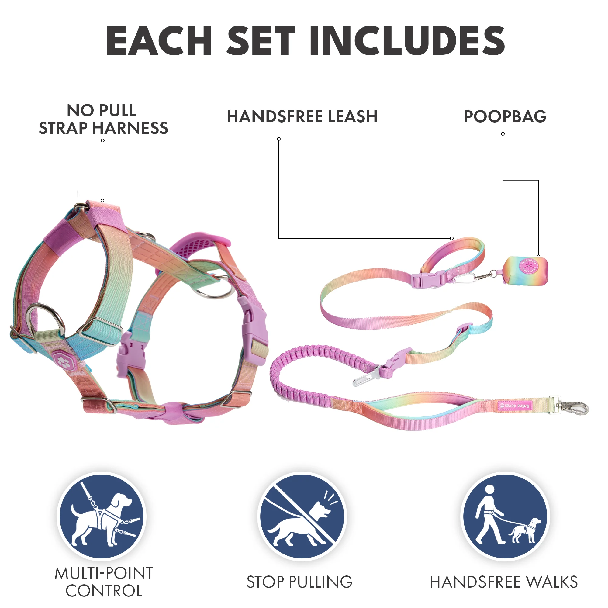 Comfort Control No-Pull Dog Harness and Multipurpose Leash Set - Pastel Icing - Image 3