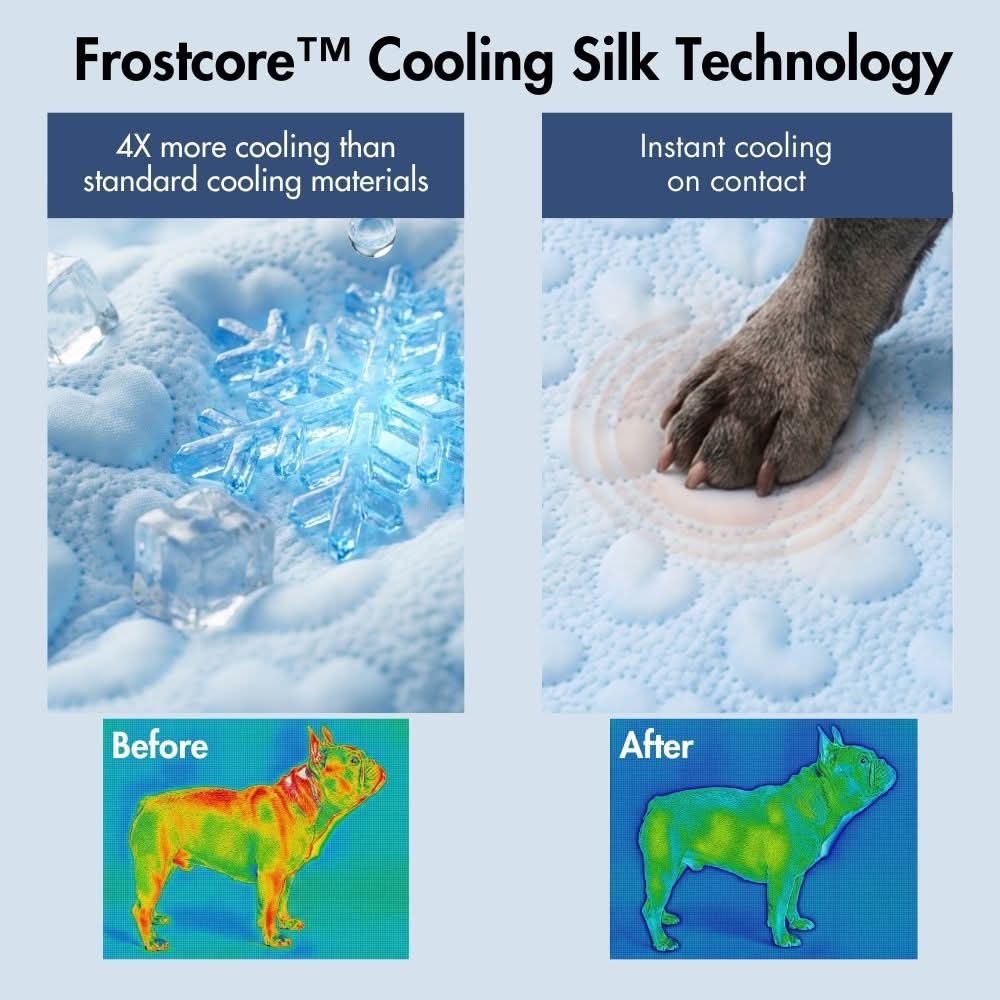 Frostcore™ Cooling Couch Cover Dog Bed - Hearts Blue (2) - Image 7