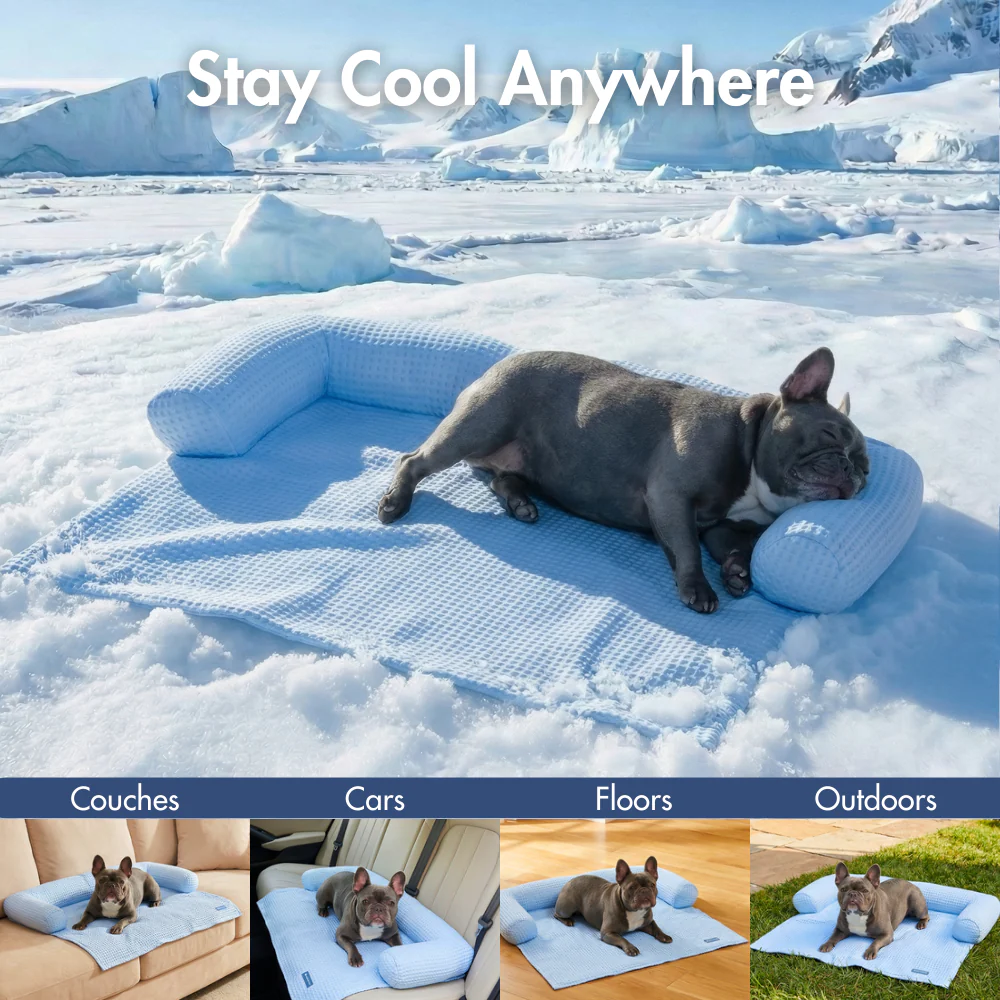 Frostcore™ Cooling Couch Cover Dog Bed - Waffle Blue - Image 11