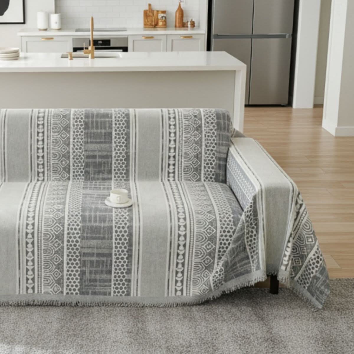Pet Couch Cover - Modern Mosaic Grey - Image 3